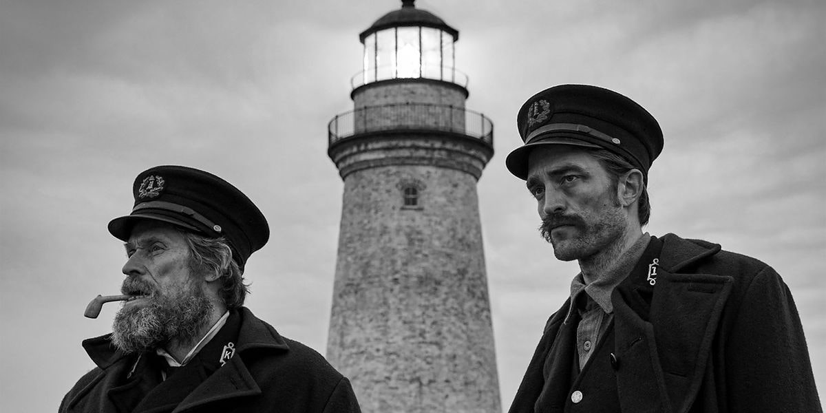 Willem Dafoe and Robert Pattinson as the gruffy lighthouse keepers